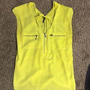 Maurices Neon Yellow Zip-Front Blouse